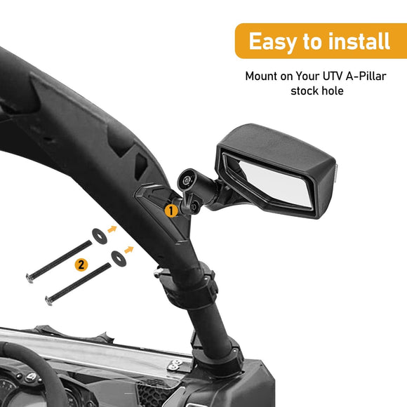 2017 - 2024 Can Am Maverick X3 Racing Side View Mirrors w/ LED Turn Signal Lights - WeiSen - 80301028