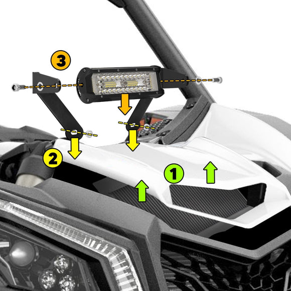 2017 - 2024 Can Am Maverick X3/X3 Max Shock Tower 10" LED Light Bar Mount Bracket - WeiSen - 80120007