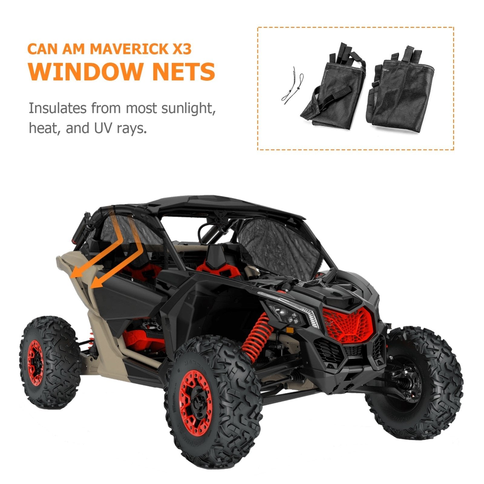 2017-2023 Can-Am Maverick X3 Side Window Mesh Shade Shield Net Protective Net - Weisen