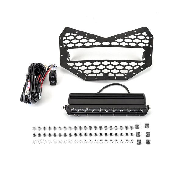 2017 - 2024 Can Am Maverick X3/Maverick X3 Max Steel Front Mesh Grille w/ 11" Single Row Straight Light Bar - WeiSen - 80205001