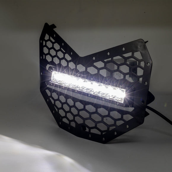 2017 - 2024 Can Am Maverick X3/Maverick X3 Max Steel Front Mesh Grille w/ 11" Single Row Straight Light Bar - WeiSen - 80205001