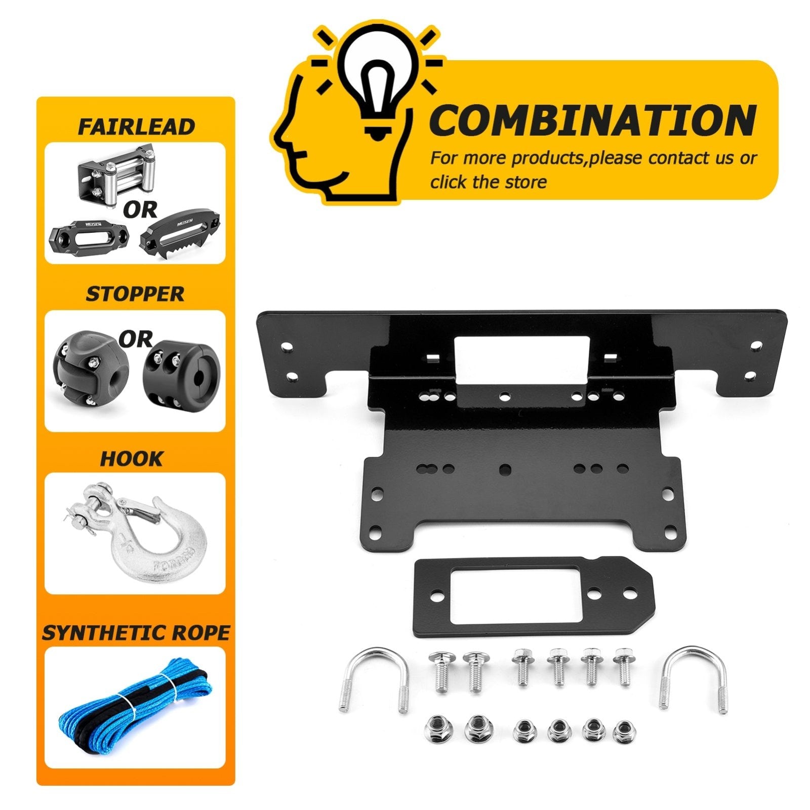 2017-2023 Kawasaki Mule SX Black Powder Coated Heavy-Duty Steel Winch Mounting Bracket - Weisen