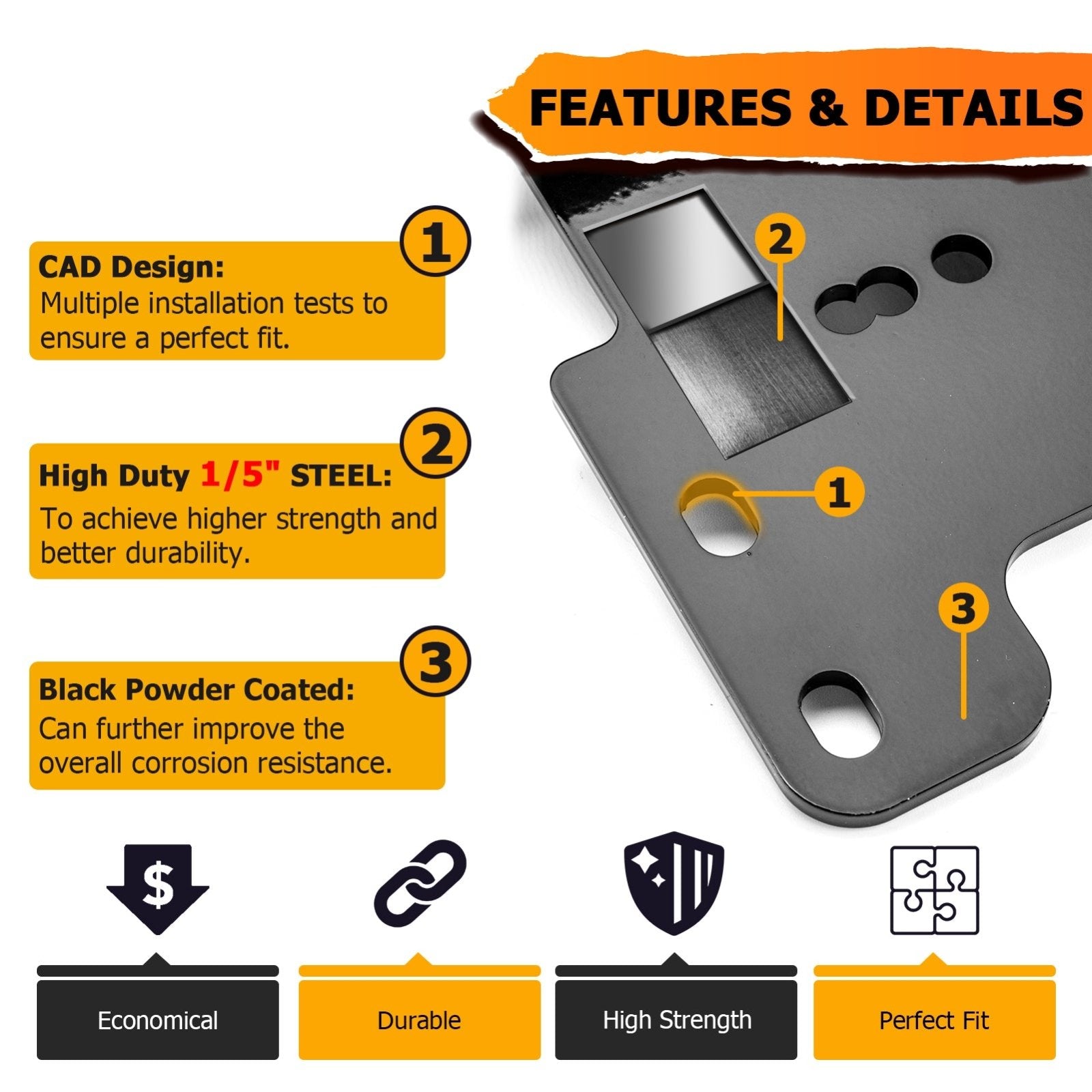 2017-2023 Kawasaki Mule SX Black Powder Coated Heavy-Duty Steel Winch Mounting Bracket - Weisen