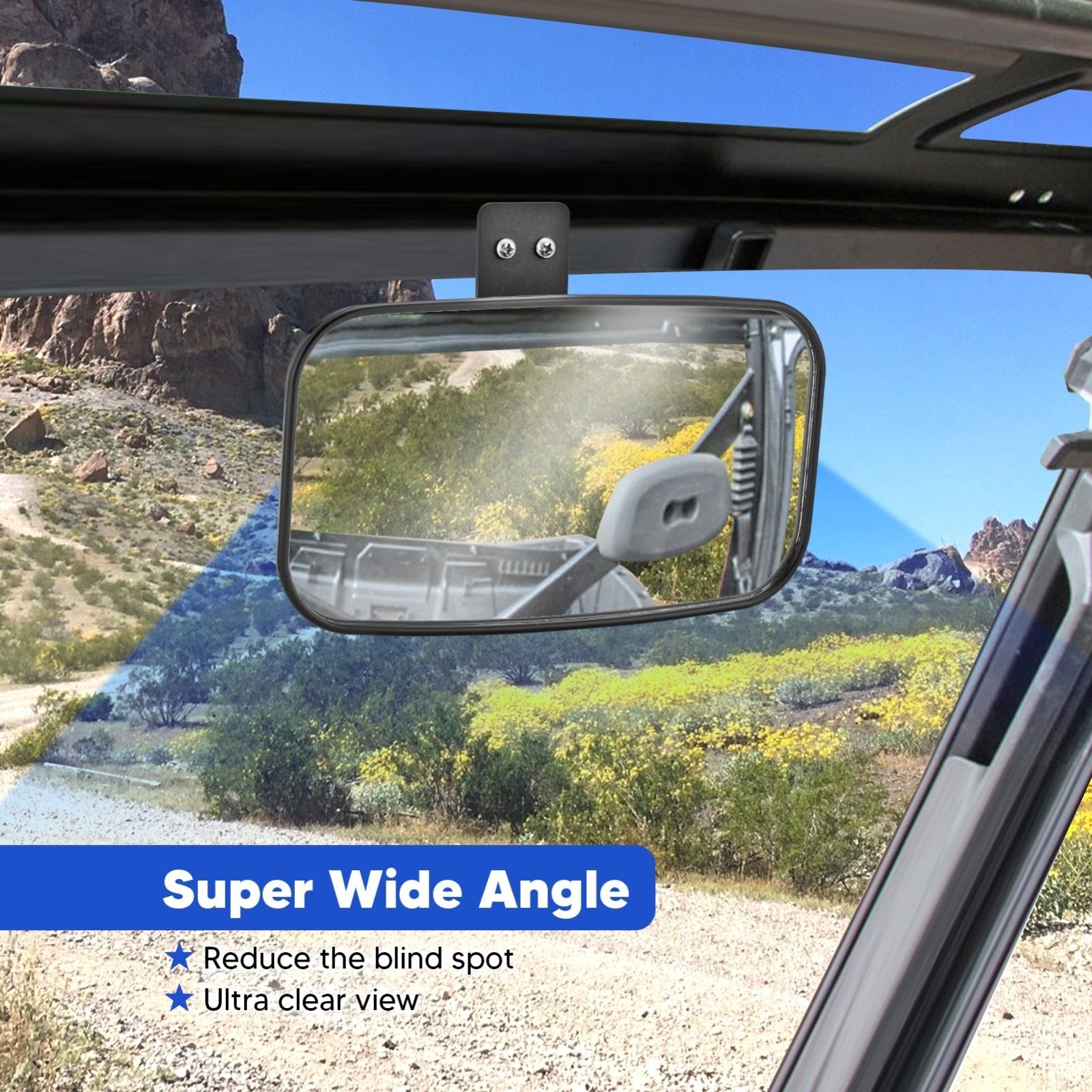 2017 - 2024 Polaris Ranger 500 XP1000 Pro - fit Cage Large Rearview Center Mirror - WeiSen - ZT035 - K