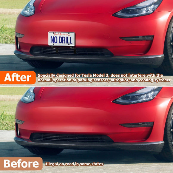 2017 - 2024 Tesla Model 3 No Drill Front License Plate Bracket Holder - WeiSen - 70302013