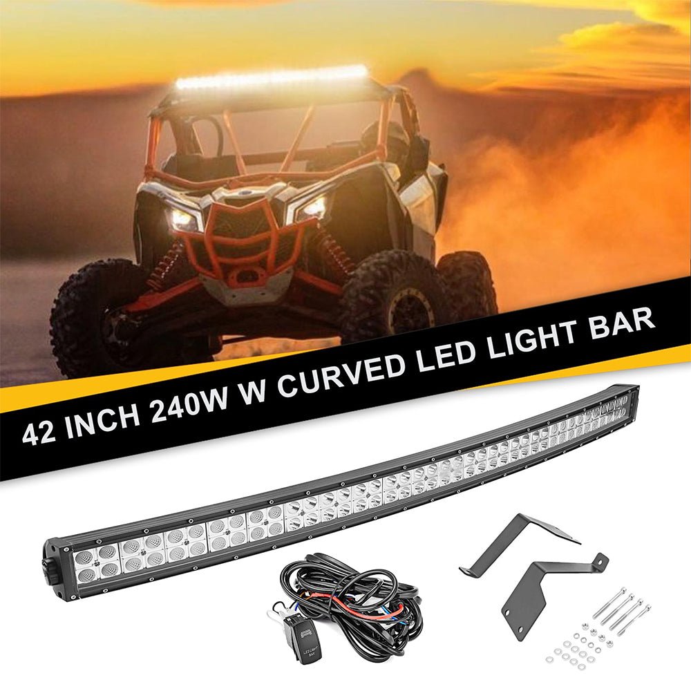 2017+ Can - Am Maverick X3 Curved 42" LED Light Bar Roof Brackets Wire Kit - WeiSen - ZT065 - L9 - W2