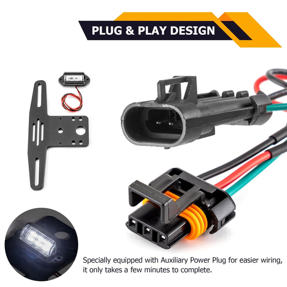 2017+ Can - AM Maverick X3 UTV LED License Plate Frame Holder w/ Auxiliary Power Plug - WeiSen - 80203003