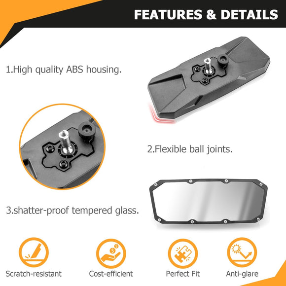 2018 - 2024 Can - Am Maverick Trail Sport Center Rearview Mirror Multi - Angle Adjustment - WeiSen - 80301033