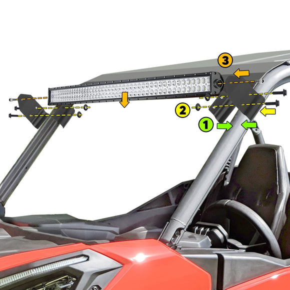 2018 - 2024 Can - am Maverick Trail Sport Roof 42" Straight LED Light Bar Bracket Wire Kit - WeiSen - ZT175+LED006+WI002