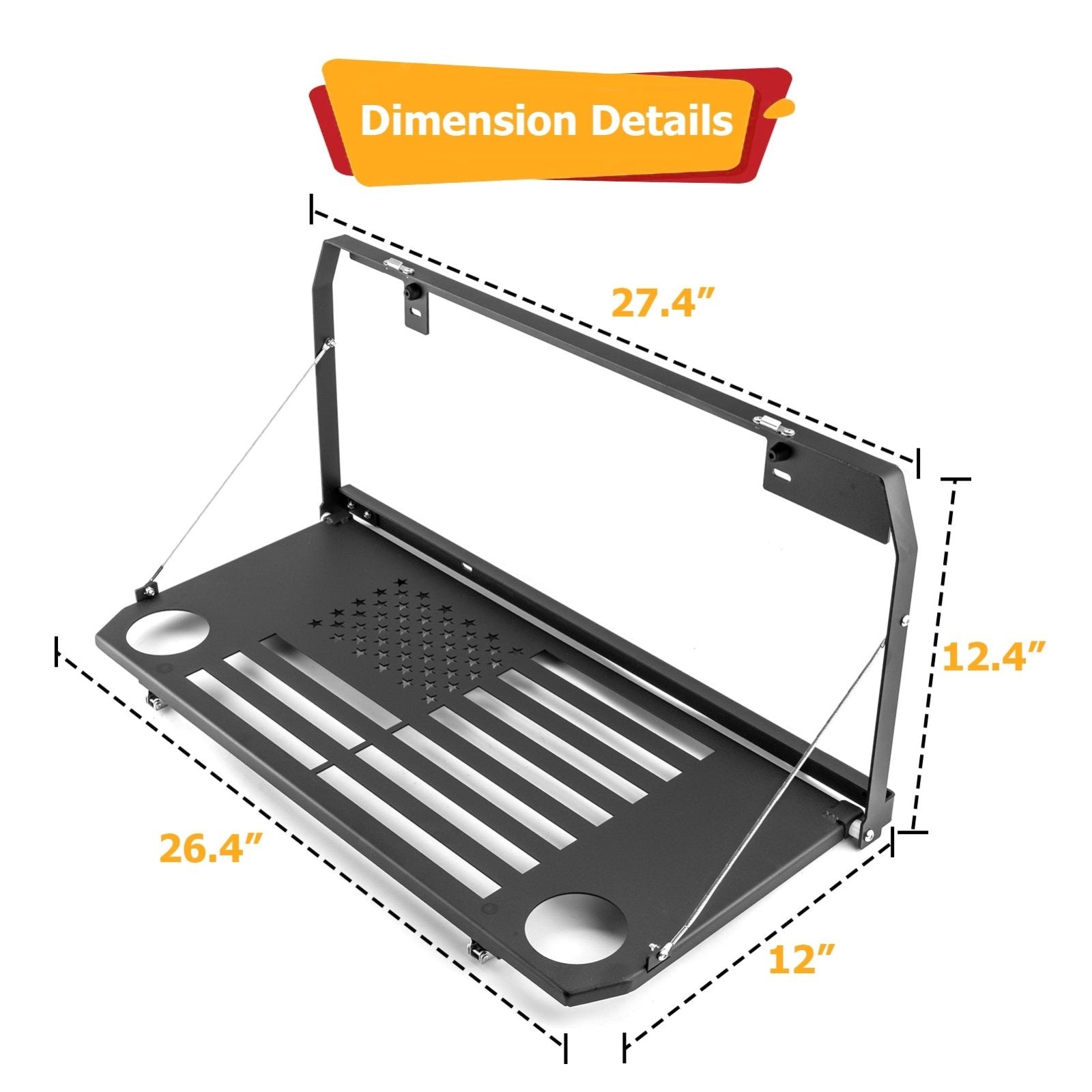 2018-2023 Jeep Wrangler JL Foldable Cargo Luggage Storage Tailgate Table - Weisen