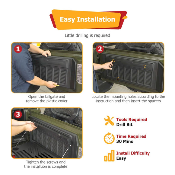 2018 - 2024 Jeep Wrangler JL Foldable Cargo Luggage Storage Tailgate Table - WeiSen - 70303015