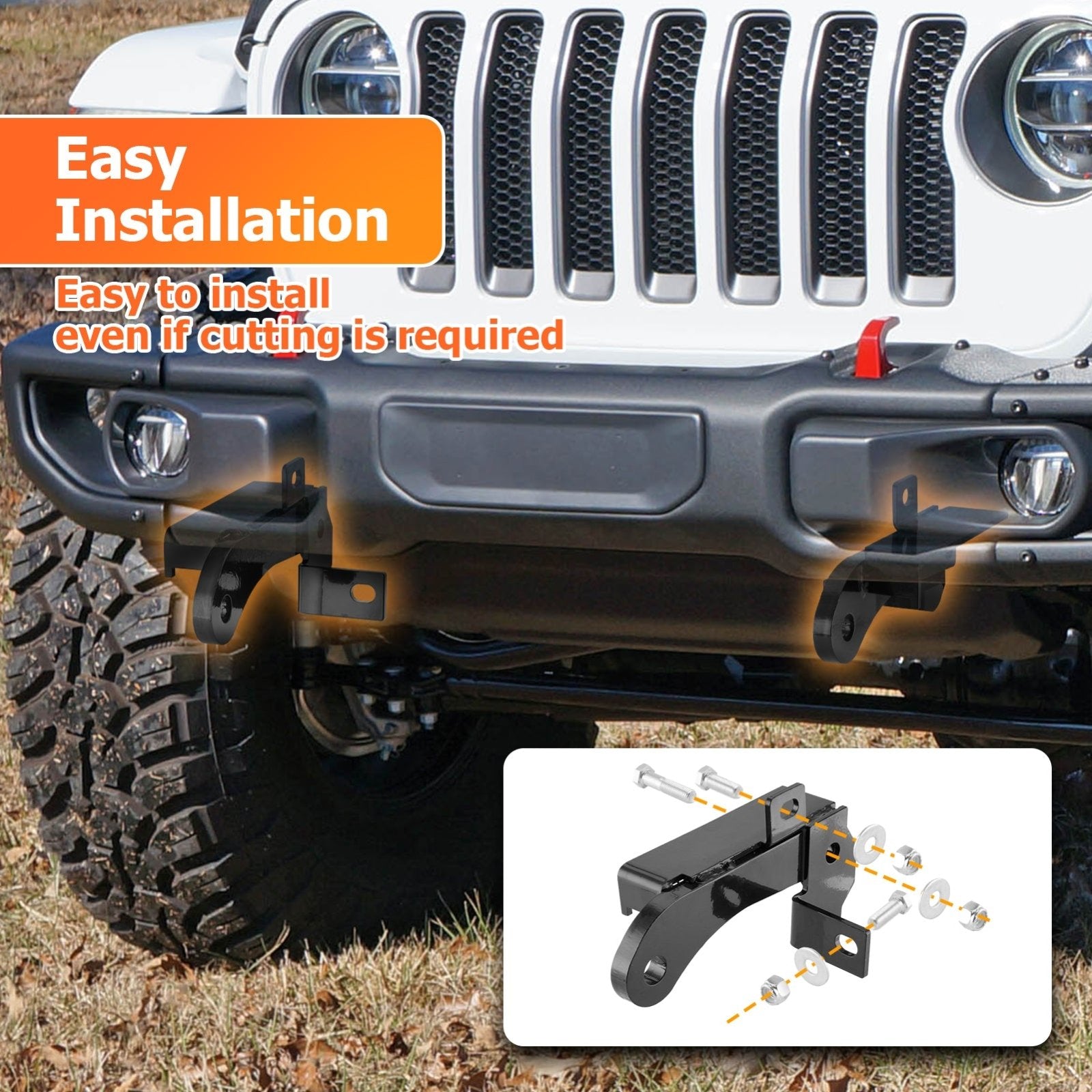 2018-2023 Jeep Wrangler JL Front Bumper Tow Hooks Recovery Points D-Ring Mount - Weisen