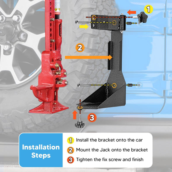 2018 - 2024 Jeep Wrangler JL Hi - lift Jack Carrier Tailgate Door Hinge Mount Bracket Kit - WeiSen - ZT231 - B