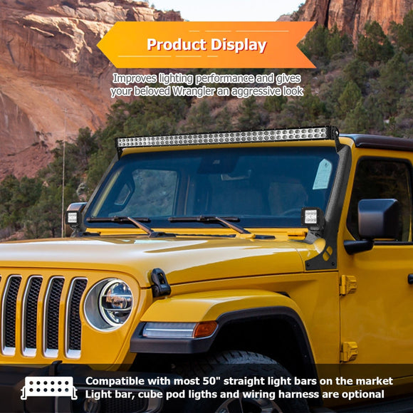 2018 - 2024 Jeep Wrangler JL/JLU Heavy Duty Steel A Pillar 50" LED Light Bar Mount Bracket - WeiSen - 70101044