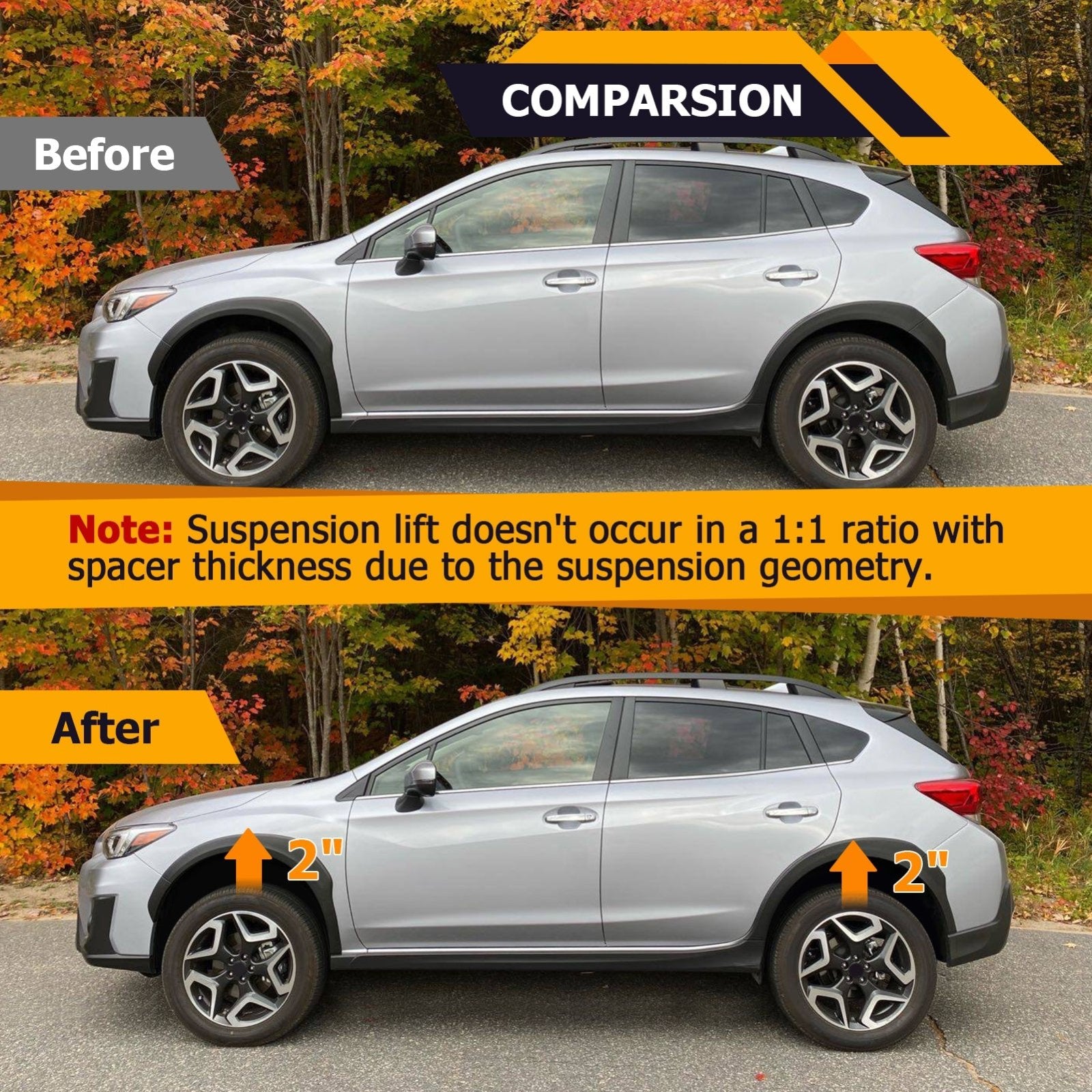 2018 - 2025 Subaru Crosstrek AWD Heavy Duty Steel Front & Rear 2" Suspension Lift Kit - WeiSen - 70401042