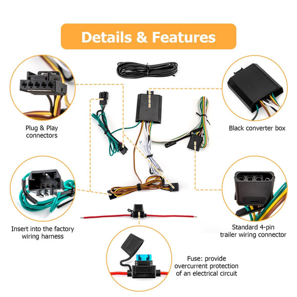 2018+ Volkswagen Tiguan 4 - Pin Trailer Wiring Harness with Plug & Play Connector - WeiSen - 70206016