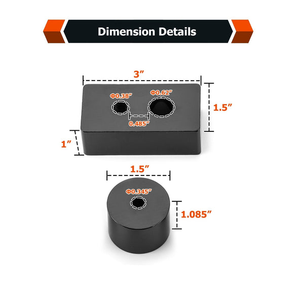 2019 - 2024 5th Gen Dodge Ram 1500 1.5" Adjustable Front Seat Spacer Lift Kit Billet 6061 Aluminum - WeiSen - 70305013