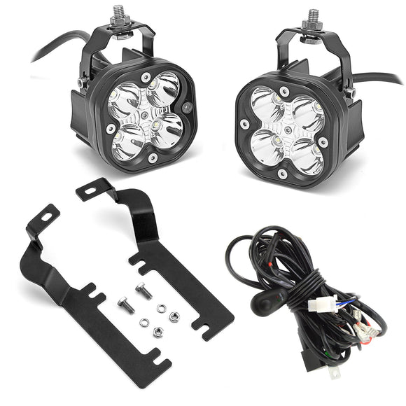 2019 - 2022 Chevrolet Silverado 1500 Hood Hinges Ditch LED Light Pods + Mount Bracket - WeiSen - 70104031+70201006+WI001