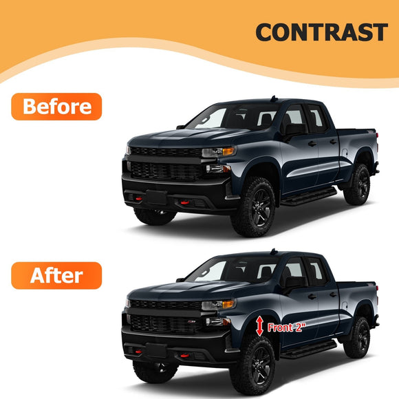2019 - 2024 Chevy Silverado 1500 2WD/4WD Billet Aluminum Front 2" Leveling Lift Kit - WeiSen - 70401023