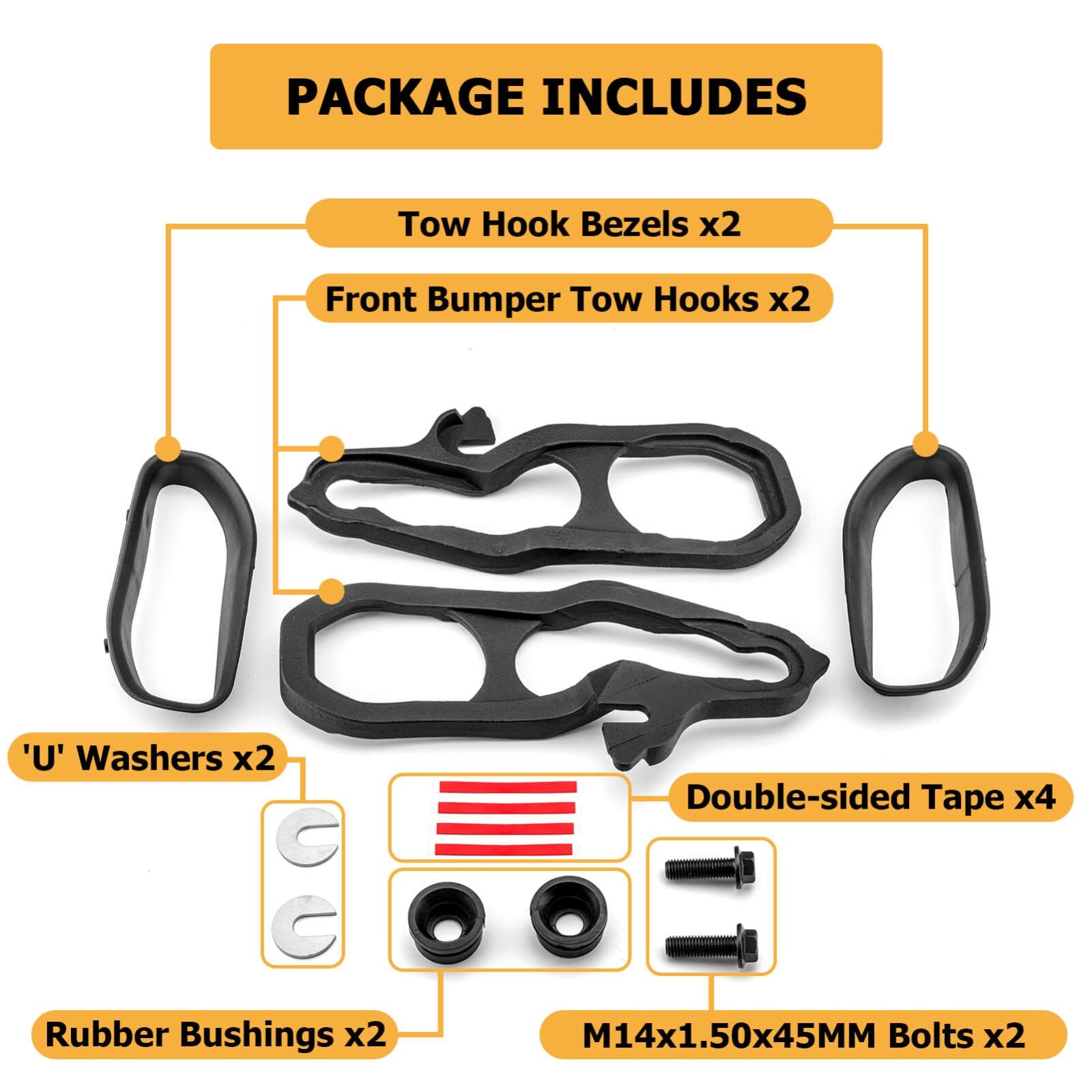 thumbnail image 2 of TA Heavy Duty Front Tow Hooks With Bezels – Ram 1500 DT 2019-2024, Solid Steel, Black, Direct Replacement 2 of 6