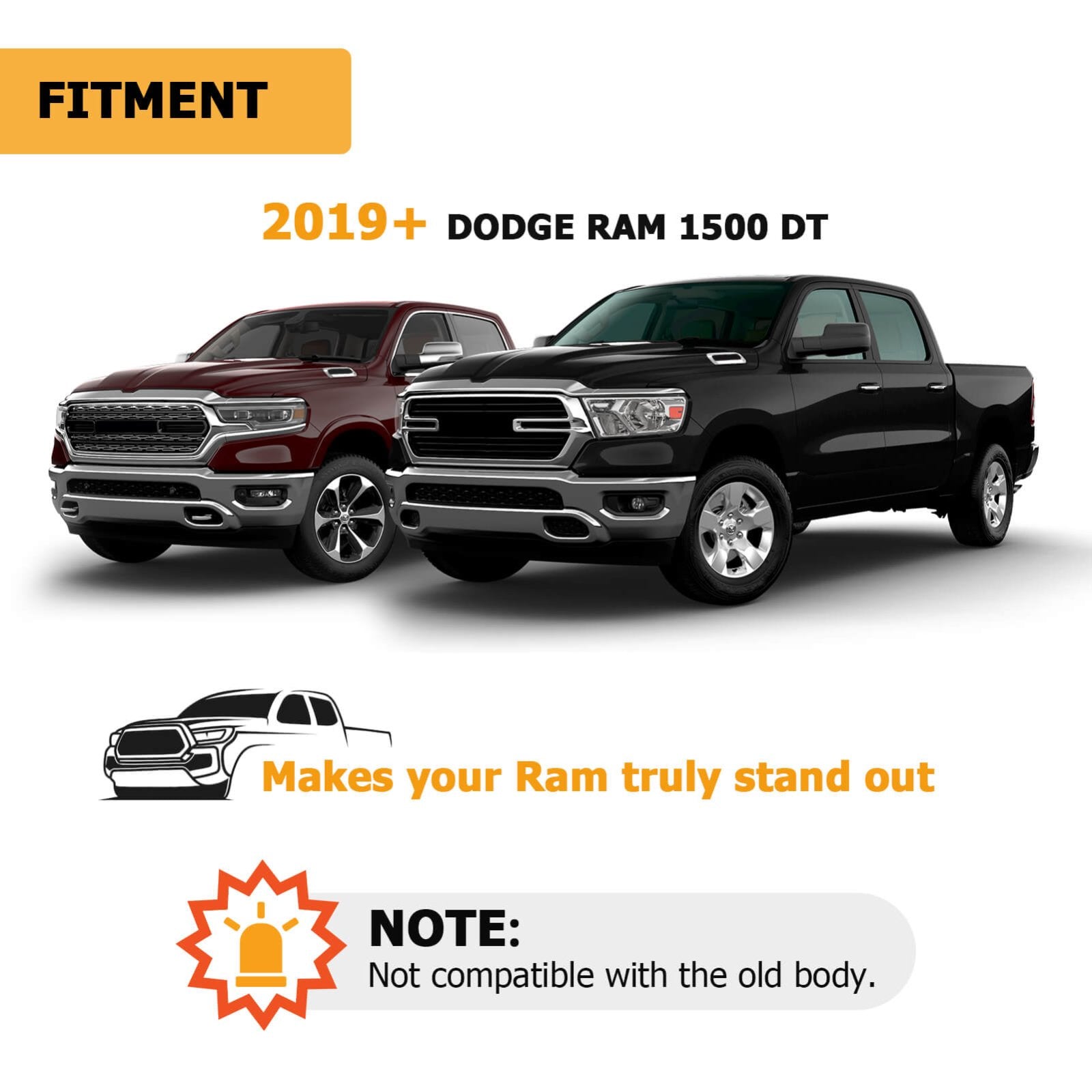 2019-2023 Dodge Ram 1500 DT 2Pcs Front Bumper Tow Hooks Kit Black With Tow Hook Bezels - Weisen