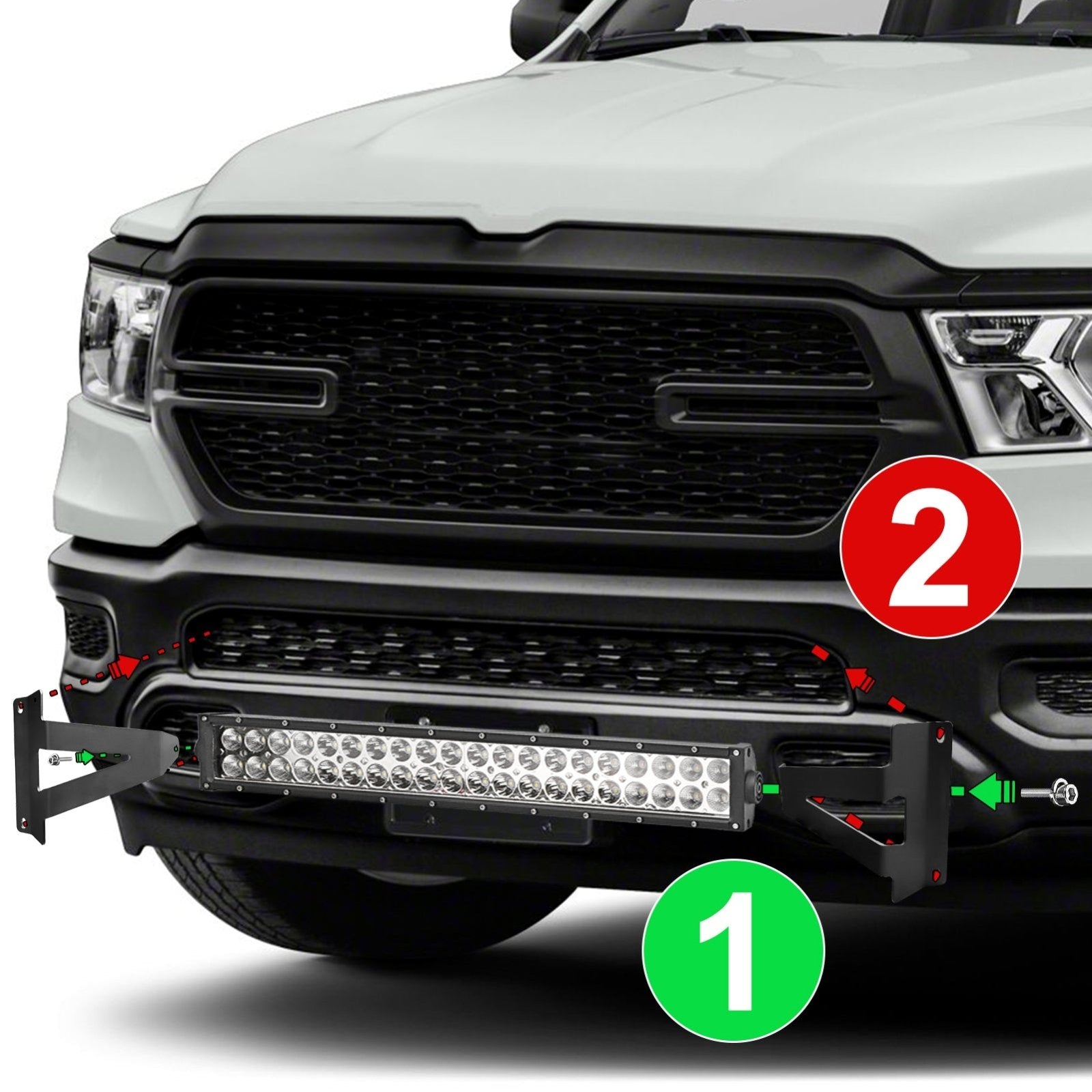 2019-2023 Dodge RAM 1500 Front Hidden Bumper 20" Combo LED Light Bar Bracket Wire Kit - Weisen