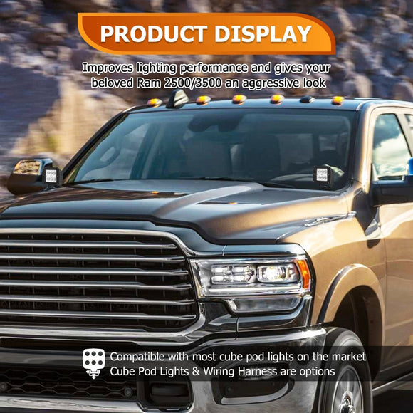 2019 - 2024 Dodge Ram 2500 3500 Heavy Duty Steel Hood LED Work Light Mount - WeiSen - 70104041