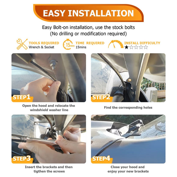 2019 - 2024 Dodge Ram 2500 3500 Heavy Duty Steel Hood LED Work Light Mount - WeiSen - 70104041