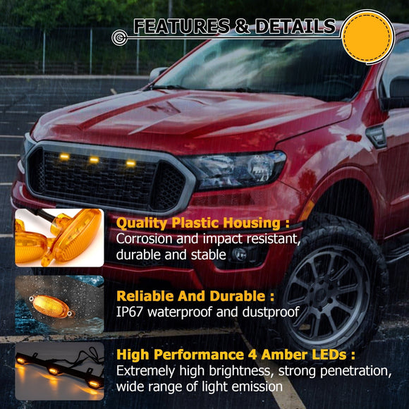 2019 - 2023 Ford Ranger XL & XLT Plug & Play Front Mesh Grille Light Kit - WeiSen - 70103004