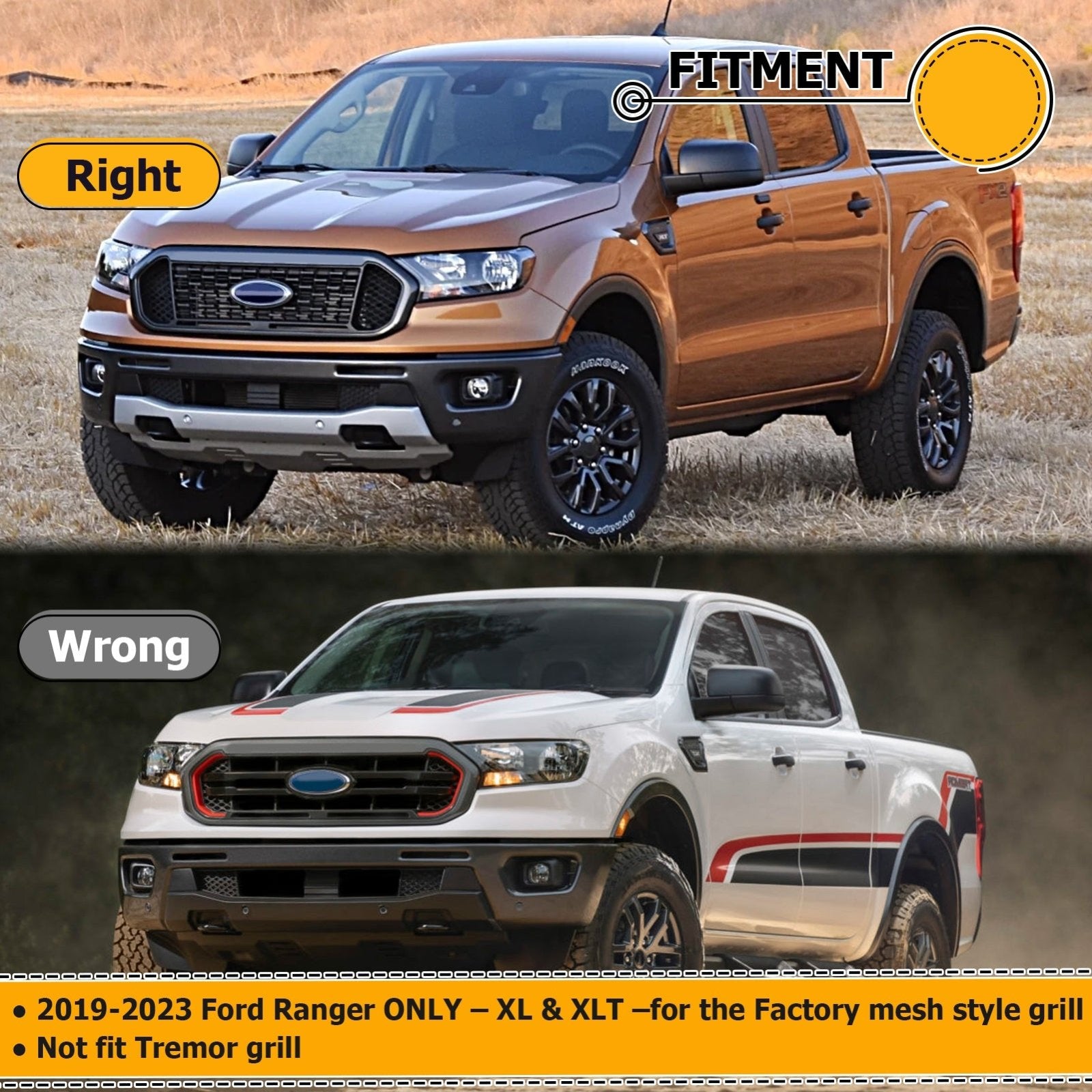 2019-2023 Ford Ranger XL & XLT Plug & Play Front Mesh Grille Light Kit - Weisen