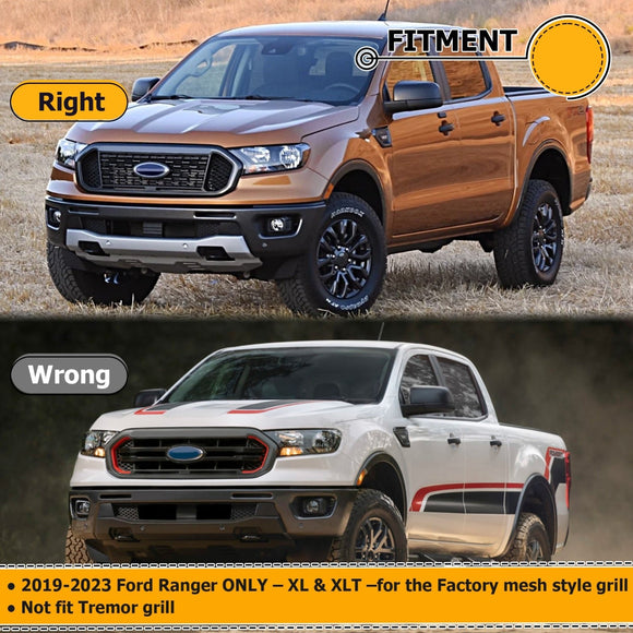 2019 - 2023 Ford Ranger XL & XLT Plug & Play Front Mesh Grille Light Kit - WeiSen - 70103004