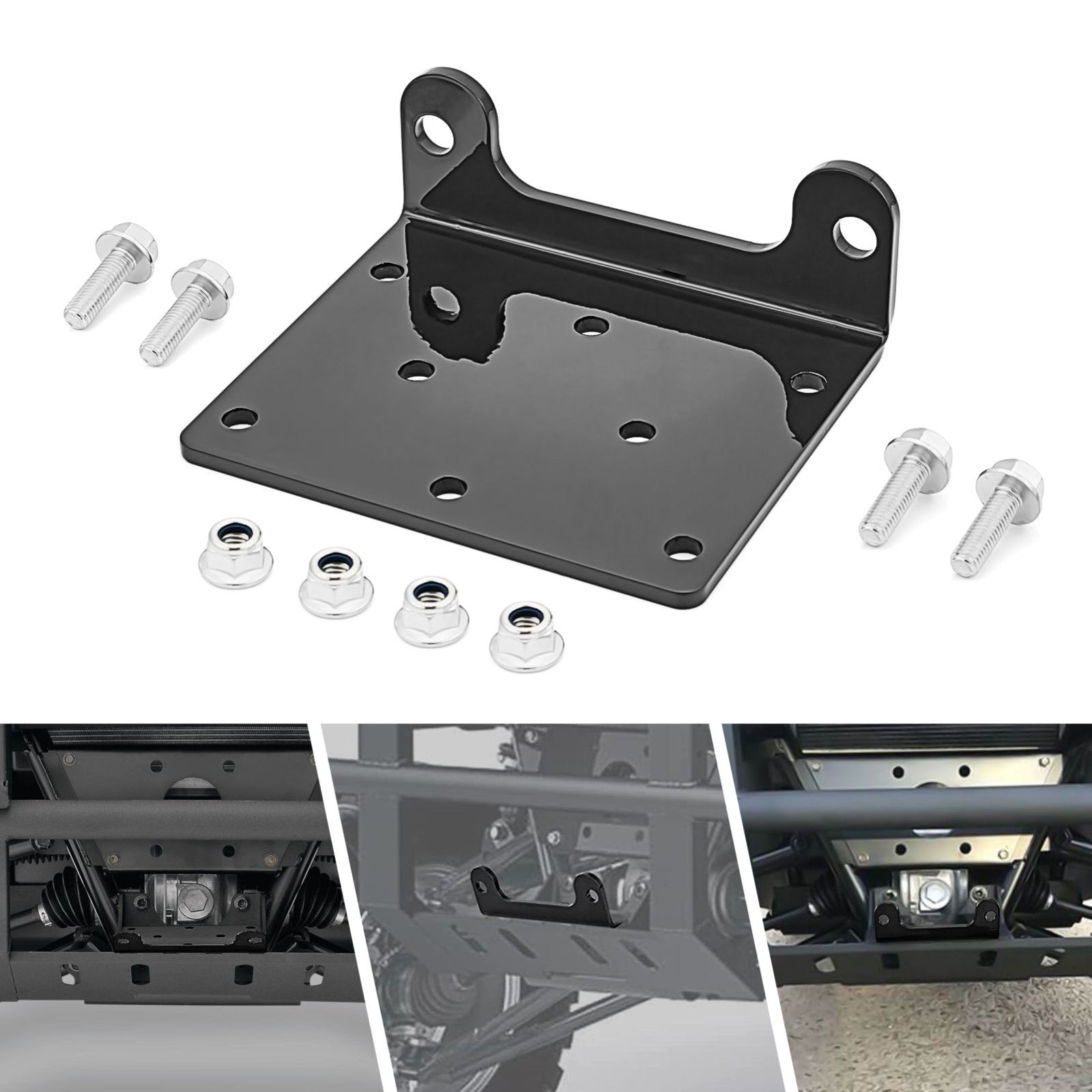 2019 - 2024 Kawasaki Mule PRO MX KAF700 UTV Front Bumper Winch Mount Plate Kit - WeiSen - 80106009