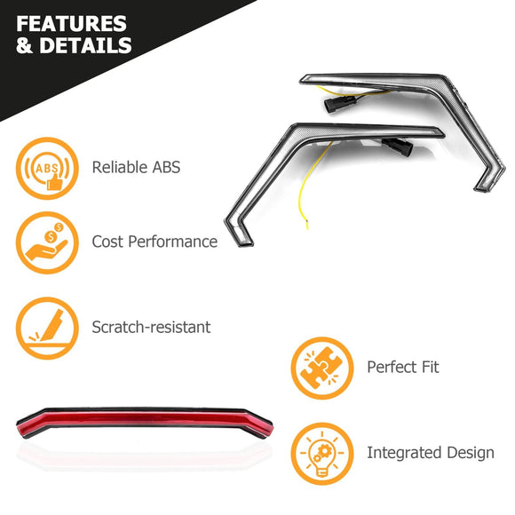 2019 - 2023 Polaris RZR Turbo S XP1000 Turn Signal Lights & Center Taillight Assembly Kit - WeiSen - 80202003