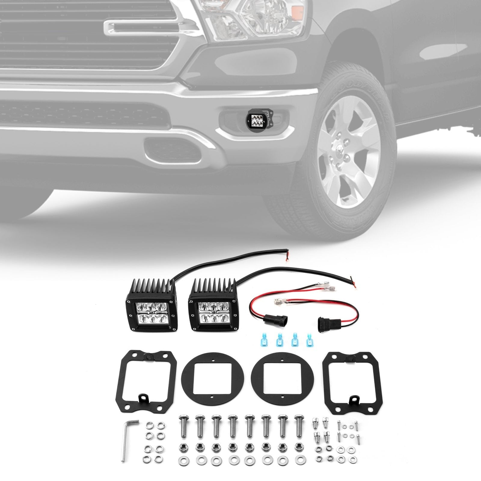 2019-2024 Dodge Ram 1500 Front Bumper LED Fog Light Kit w/ H11 Plug & Play Adapters - Weisen