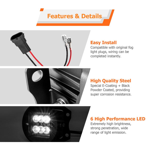 2019 - 2024 Dodge Ram 1500 Front Bumper LED Fog Light Kit w/ H11 Plug & Play Adapters - WeiSen - 70102041