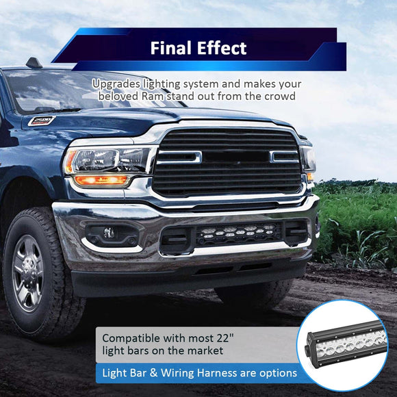 2019 - 2024 5th Gen Dodge Ram 2500/3500 Heavy Duty Steel Front Bumper 22" Straight LED Light Bar Mount Bracket - WeiSen - 70102049