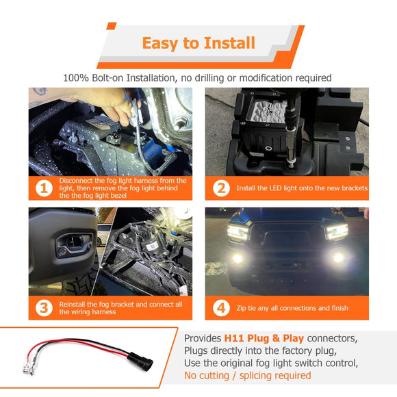 2019+ Dodge Ram 2500/3500 Big Horn Front Bumper LED Fog Light Kit - WeiSen - 70102053