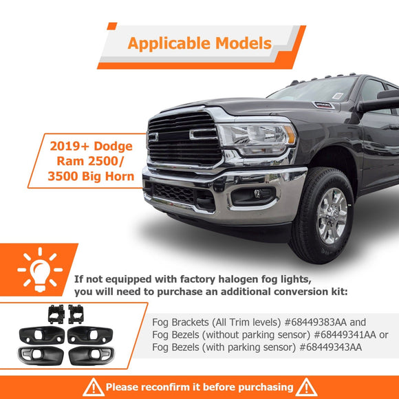 2019+ Dodge Ram 2500/3500 Big Horn Front Bumper LED Fog Light Kit - WeiSen - 70102053
