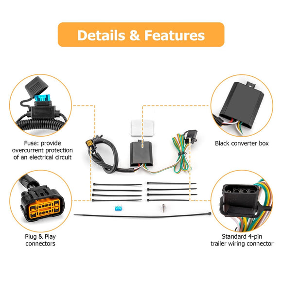 2019+ Hyundai Santa Fe/Santa Cruz/Tucson/Palisade 4 - Pin Trailer Wiring Harness (Plug & Play) - WeiSen - 70206013