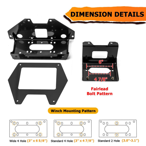 2020 - 2024 Polaris RZR PRO XP 2/4 Heavy Duty Steel UTV Winch Mounting Plate - WeiSen - 80106027