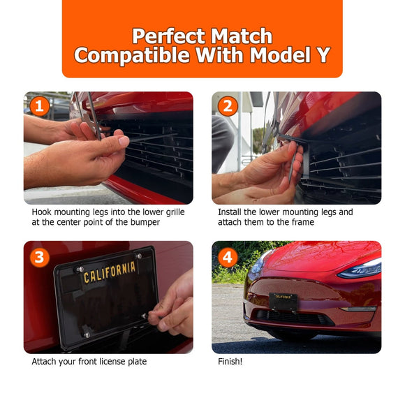 2020 - 2024 Tesla Model Y NO Drilling Front License Plate Holder Mount Adapter Bracket - WeiSen - 70302015