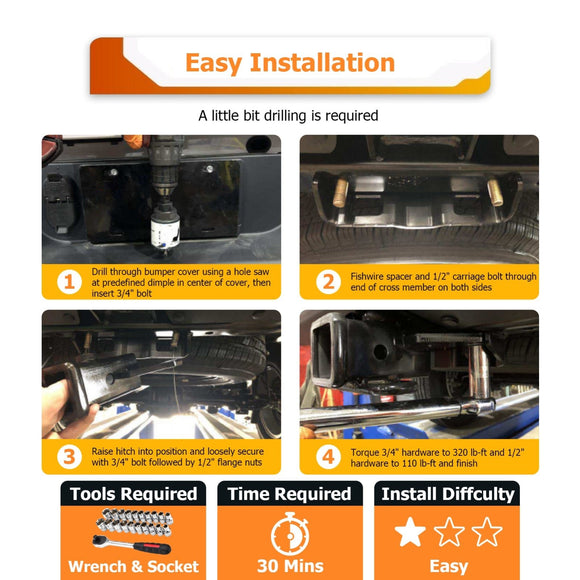 2020 - 2025 Jeep Gladiator JT Rear Towing Hitch Class 3 Trailer Hitch 2" Receiver - WeiSen - 70108008