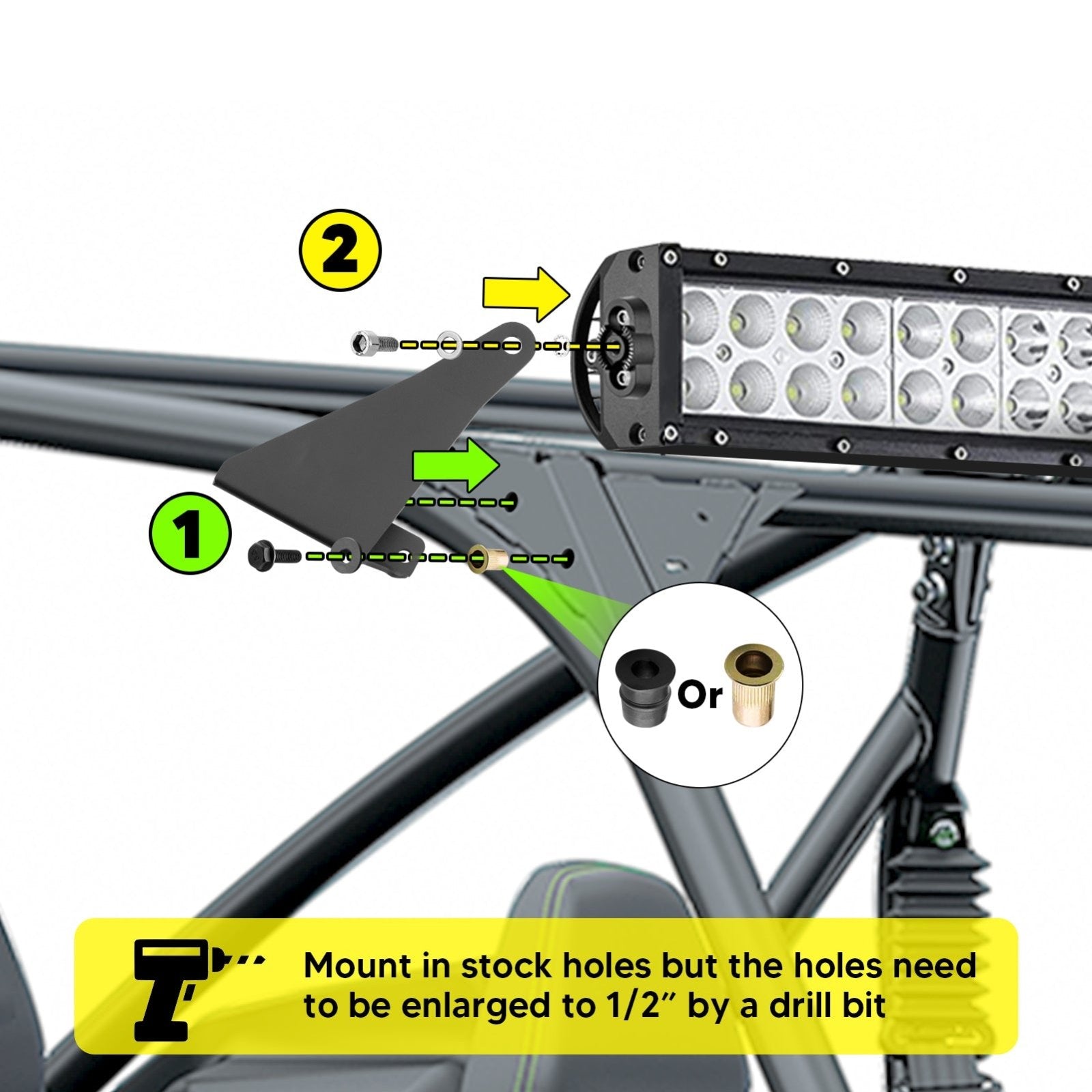 2020+ Kawasaki Teryx KRX 1000 42" Curved LED Light Bar Mount Bracket Wire Kit - Weisen