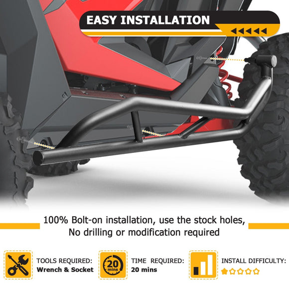 2020+ Polaris Pro XP Turbo Pro R 2Door 1.75" Tube Diameter Side Steps Bumper Protector Guard - WeiSen - 80311002