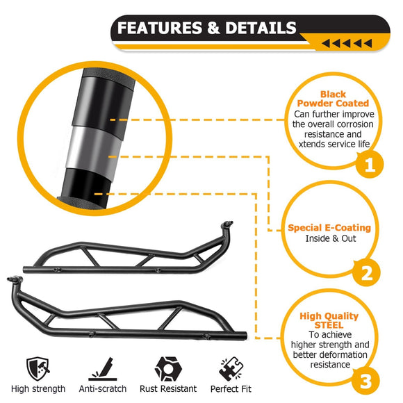2020+ Polaris Pro XP Turbo Pro R 2Door 1.75" Tube Diameter Side Steps Bumper Protector Guard - WeiSen - 80311002