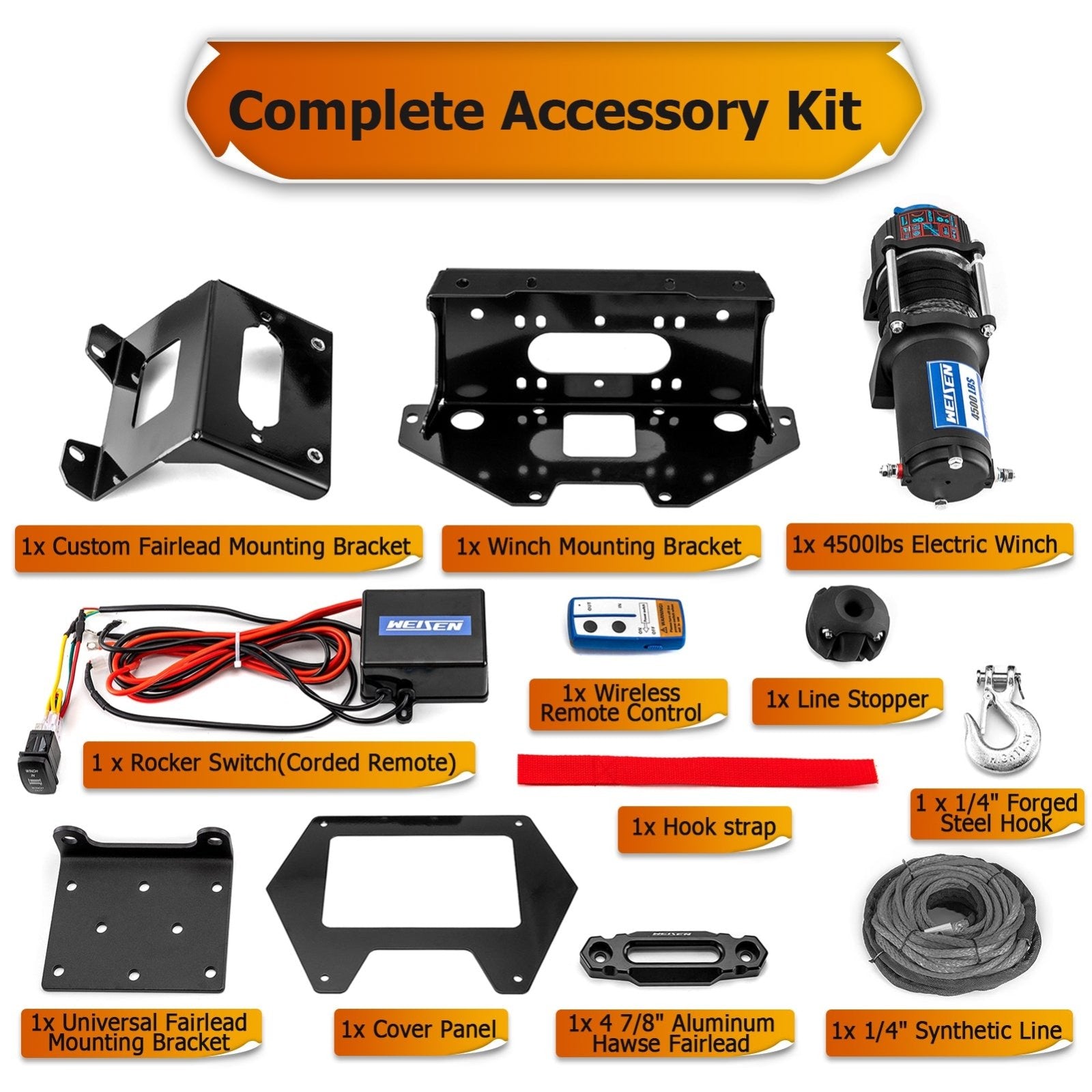 2020+ Polaris RZR PRO XP 2/4 UTV ATV 4500lb 12V Electric Winch Mount Combo Kit - Weisen