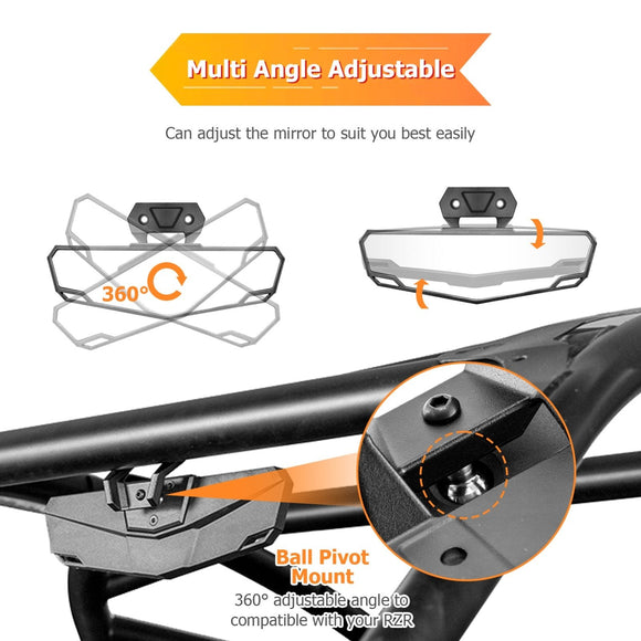 2020+ Polaris RZR Pro XP /4 Turbo R /4 Center Rear View Mirror (OE #2883763) - WeiSen - 80301036