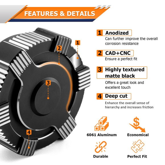 2020+ Polaris RZR Pro XP/ Pro R/ Turbo R 2/4 Black 6061 Aluminum Gas Tank Cap - WeiSen - 80503001