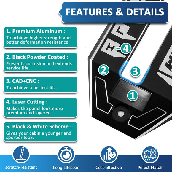 2020+ Polaris RZR Pro XP /Pro R /Turbo R Black Aluminum Shift Panel | OEM #5456354 - 070 - WeiSen - 80312002