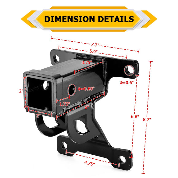 2020+ Polaris RZR PRO XP/ PRO XP 4 UTV Steel 2" Rear Receiver Hitch Mount Bracket - WeiSen - 80107009